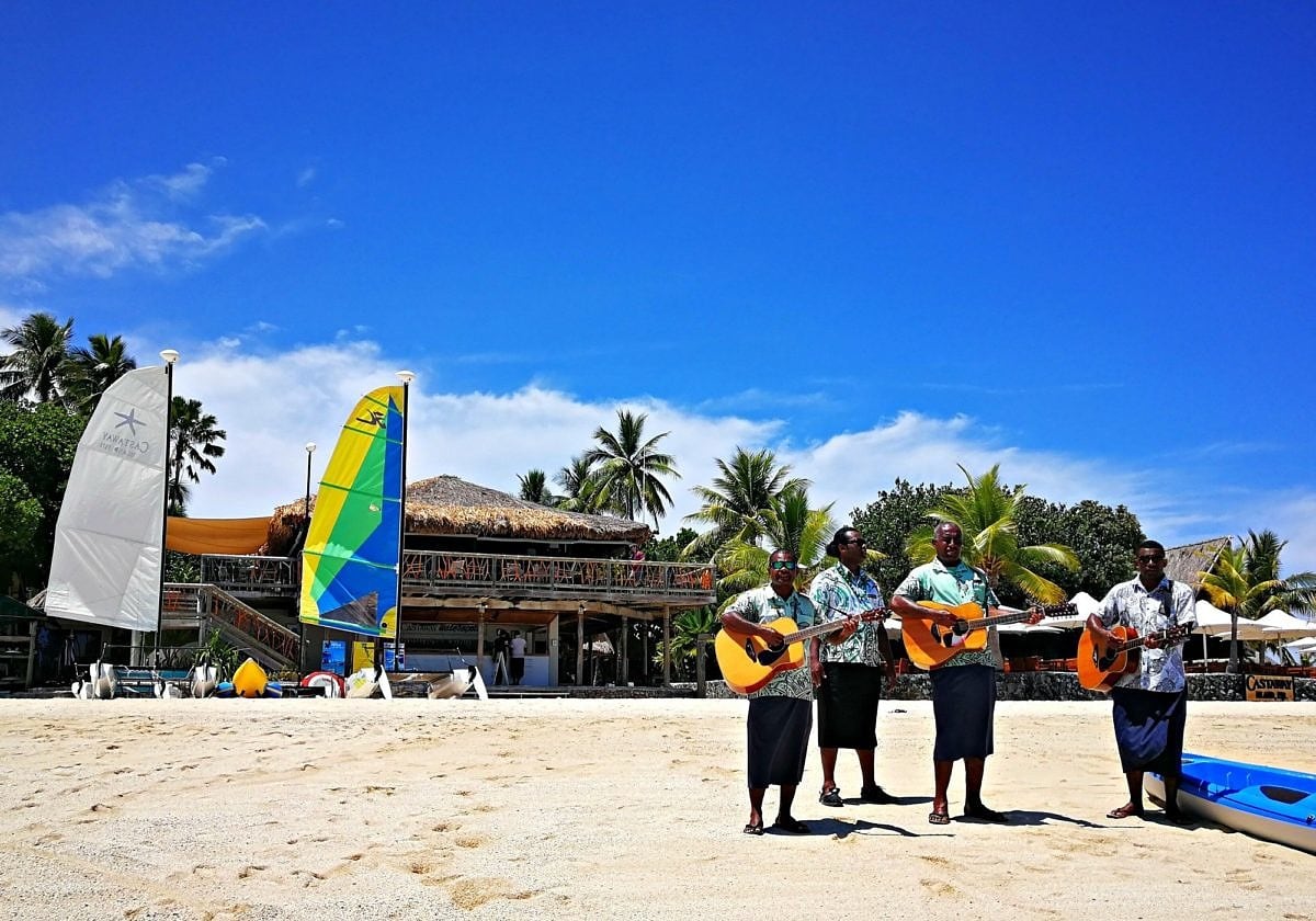 A warm island greeting at Castaway ~ Fiji with Kids