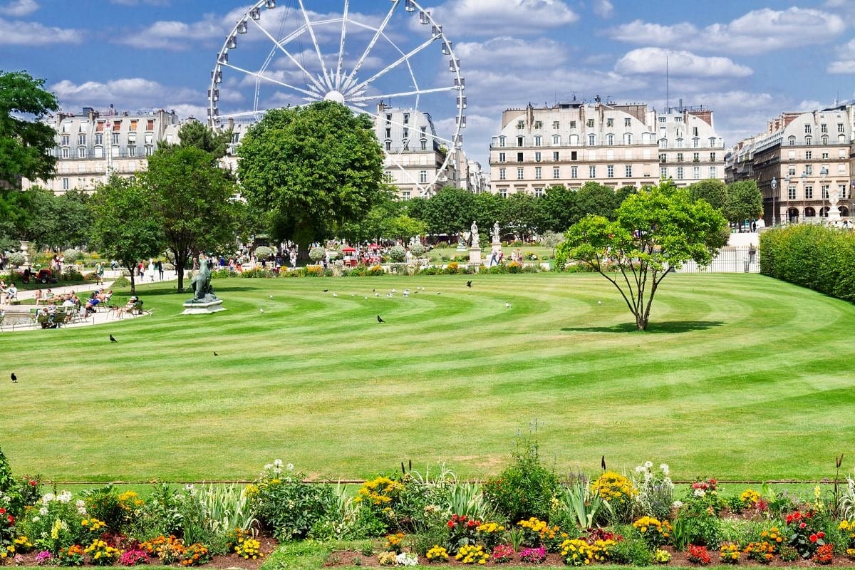 Jardin des Tuileries with the Roue de Paris Ferris wheel in the distance 