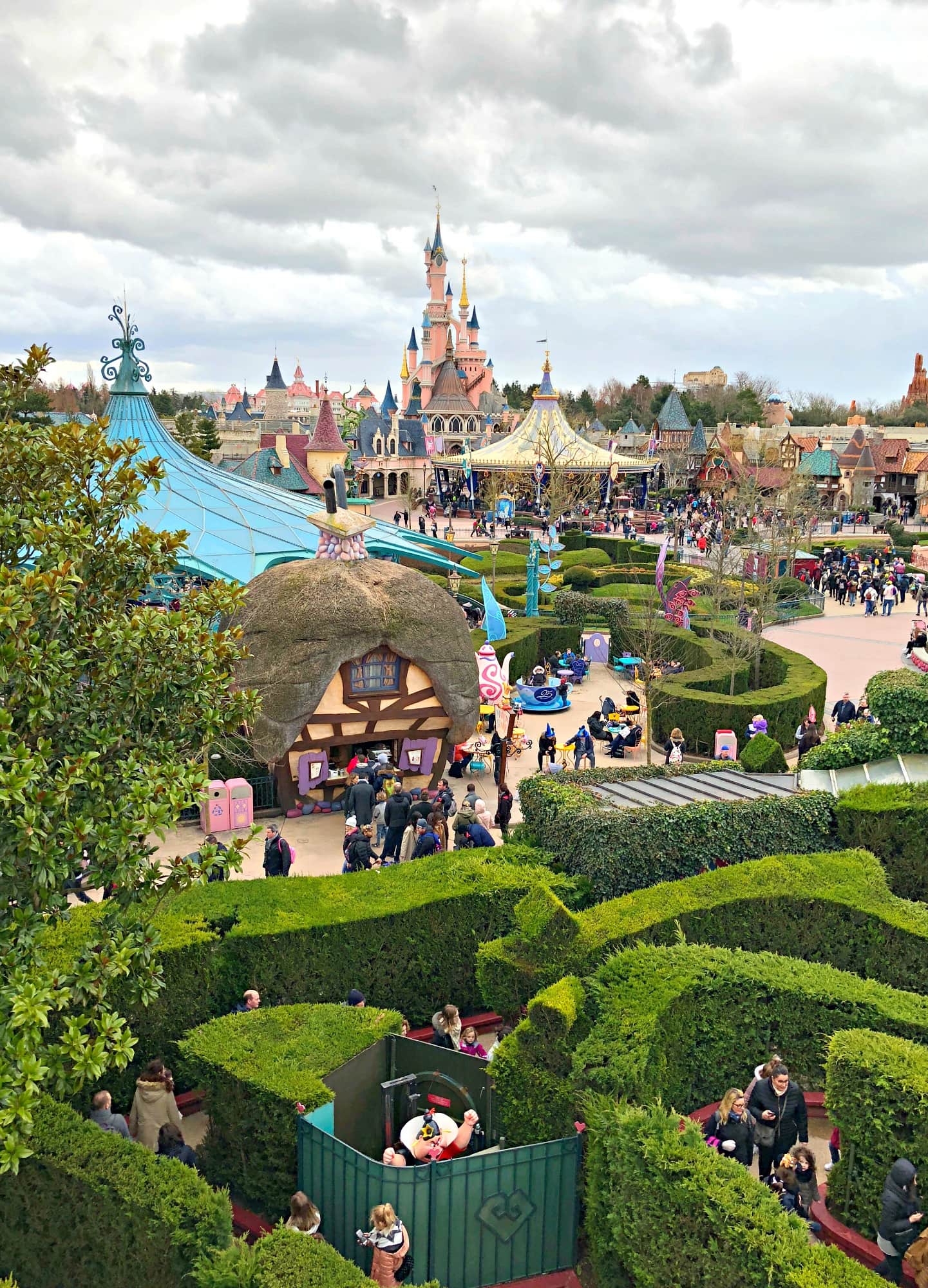 View of Disneyland Paris from Alice's Curious Labyrinth ~ Disneyland Paris with Kids