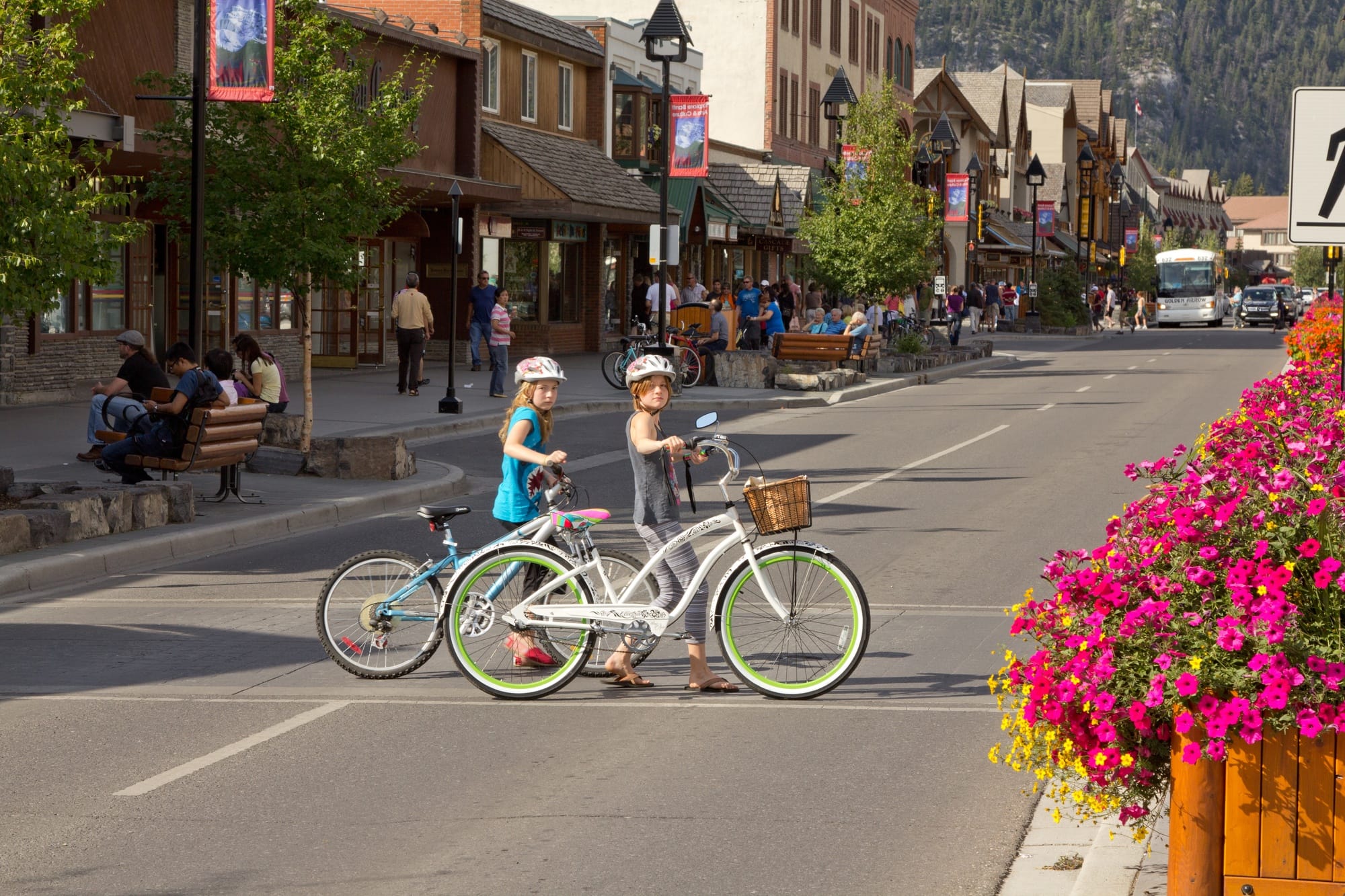 Explore Banff with kids in summer by bike