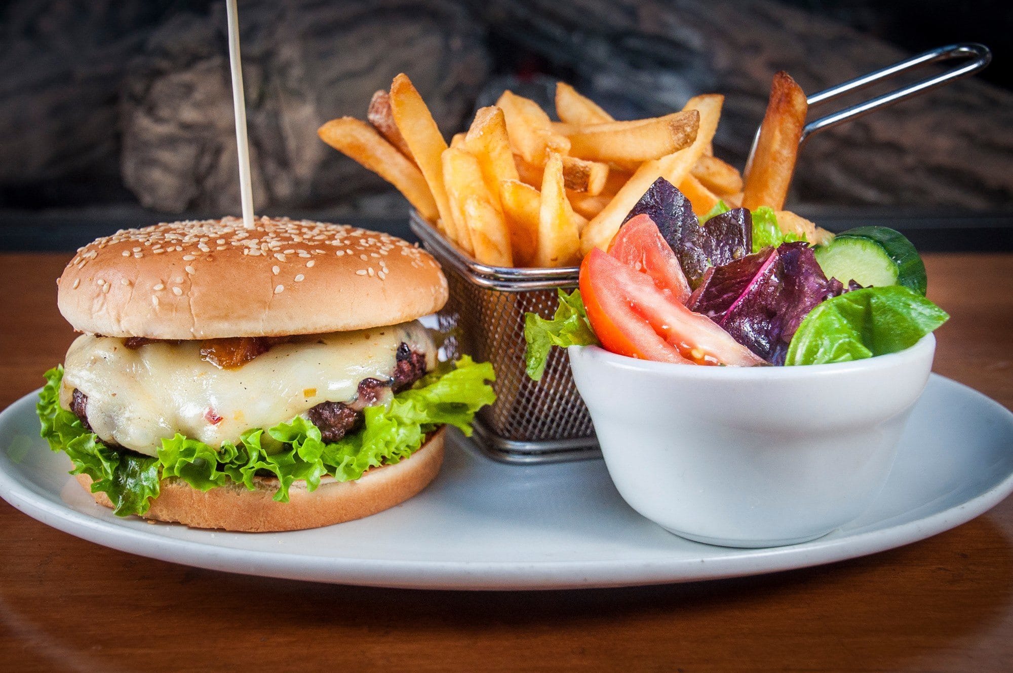 Try the bison burger at the Elk & Oarsman! 