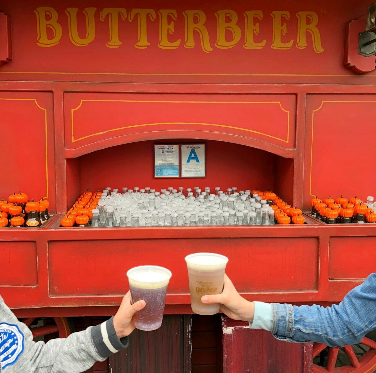 Buy Butterbeer cold and bubbly or frozen from carts in The Wizarding World of Harry Potter