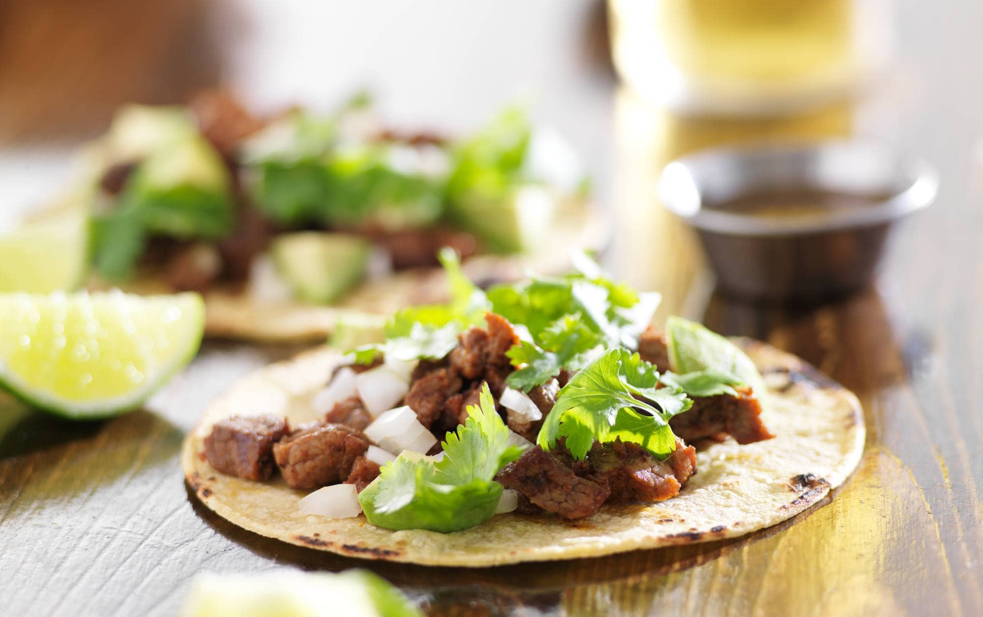 Street tacos similar to the ones at La Brasilla in San Miguel de Allende, Mexico