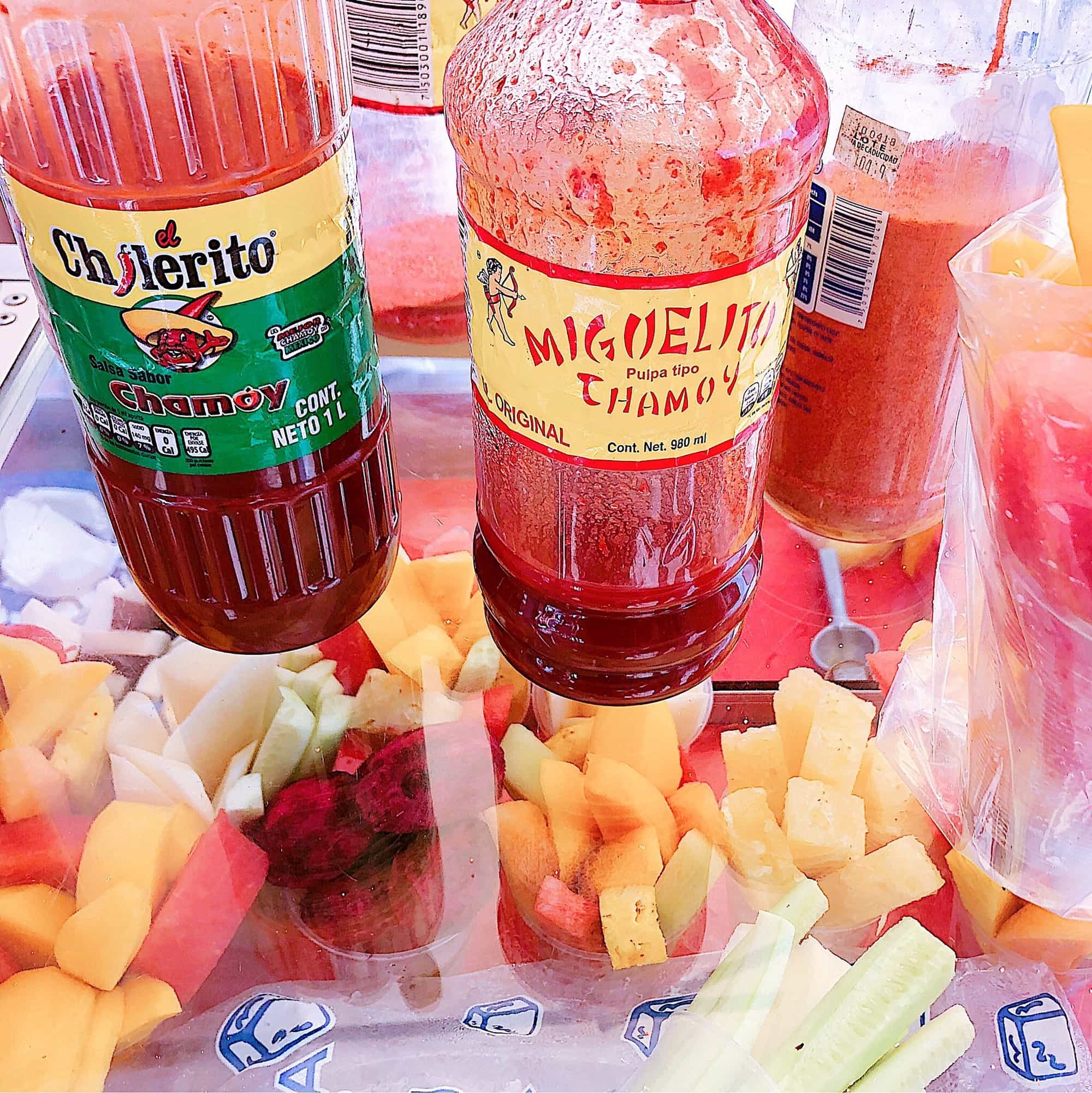 Purchase peeled fruits as a snack - hot sauce optional! ~ Where to Eat in San Miguel de Allende with Kids