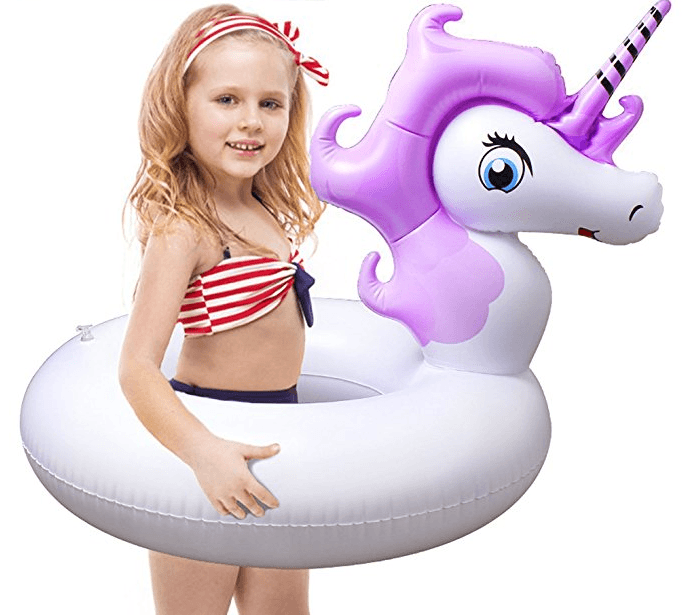 A Purple Unicorn Float like this will keep kids from taking over their parents' floats 