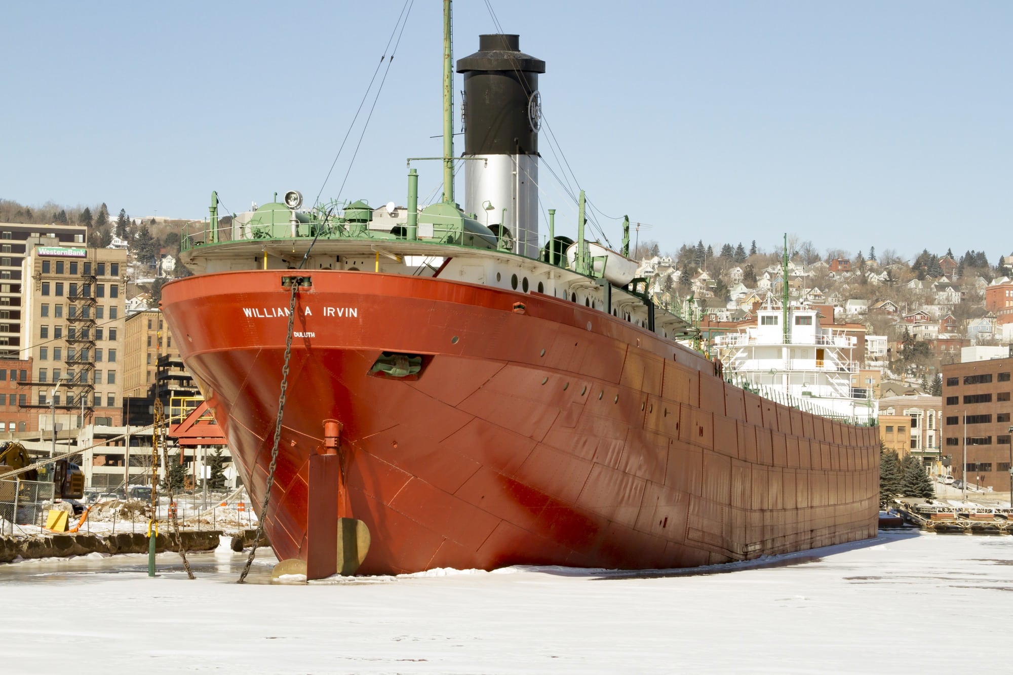 S.S. William A. Irvin Ore Boat Museum in winter in Duluth, Minnesota