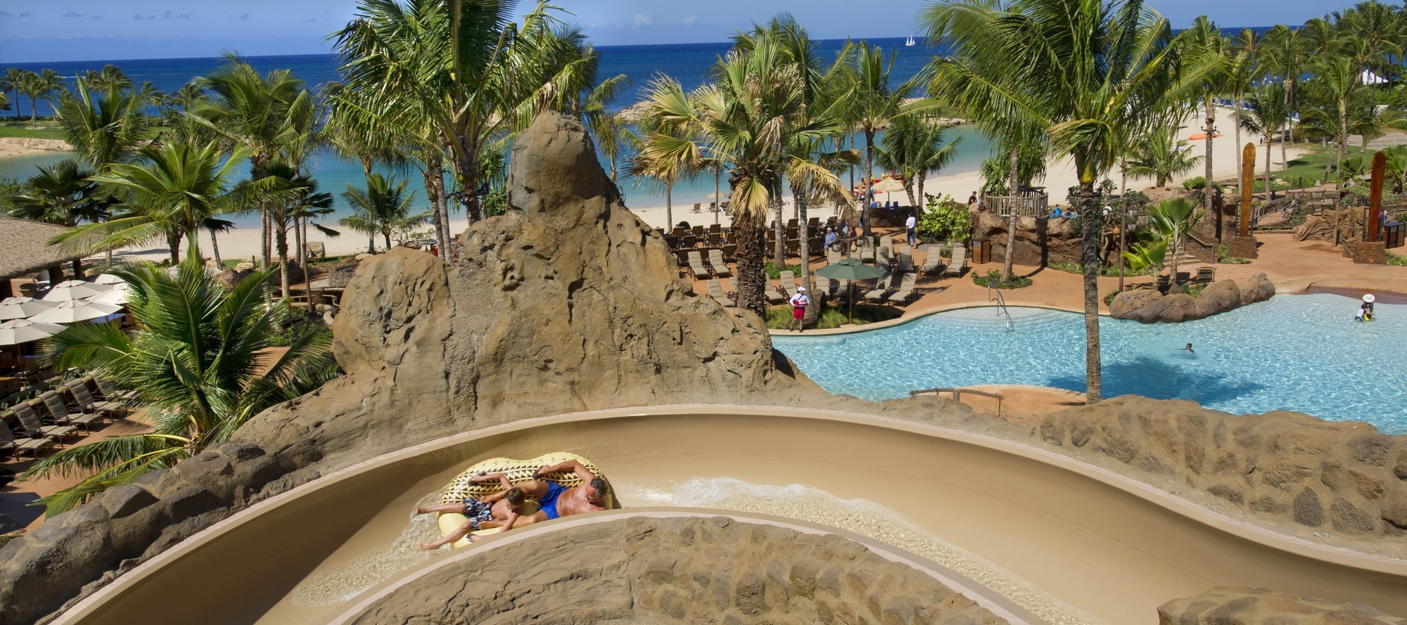 Waterslide lovers will enjoy Tubestone Curl waterslide at Disney Aulani