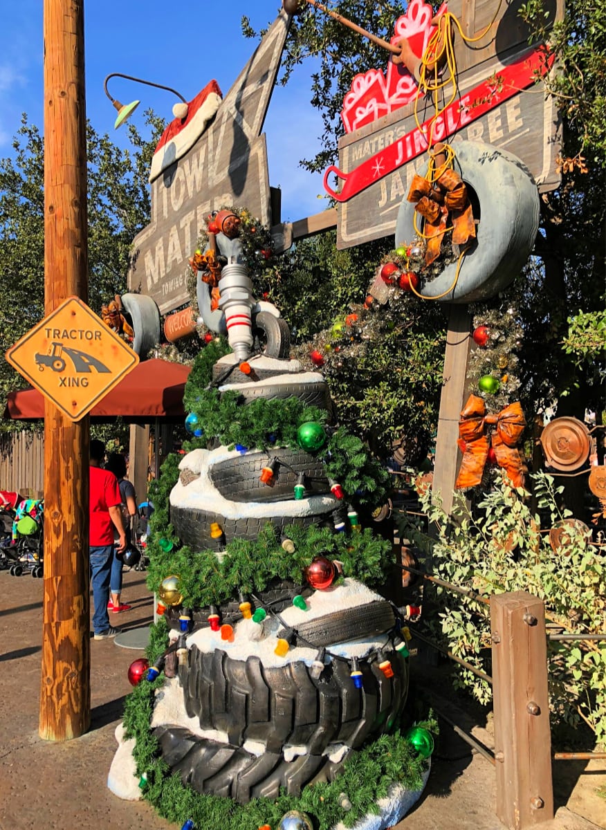 Cars Land festive holiday decorations at Disneyland