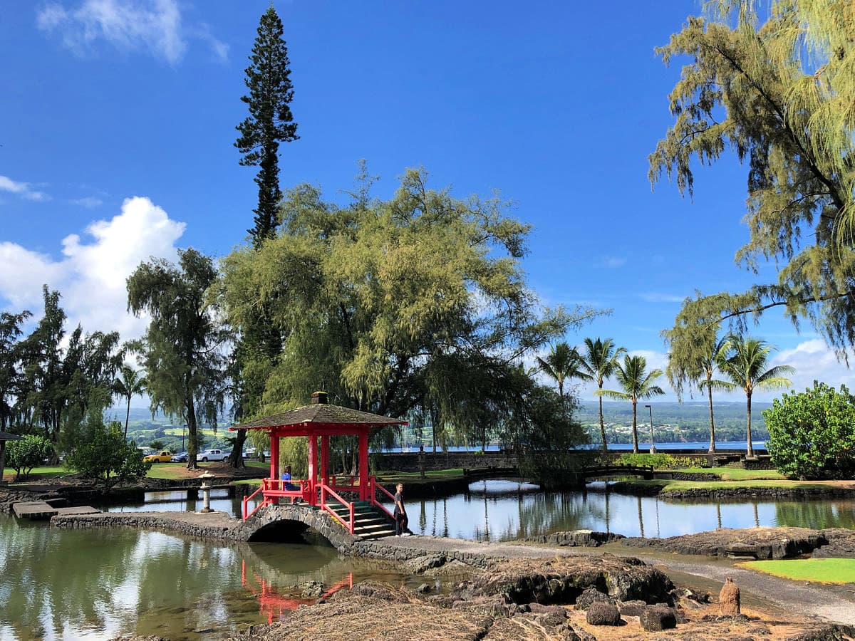 Queen Liliuokalani Gardens in Hilo is a great place for a picnic before your Volcanoes National Park visit 