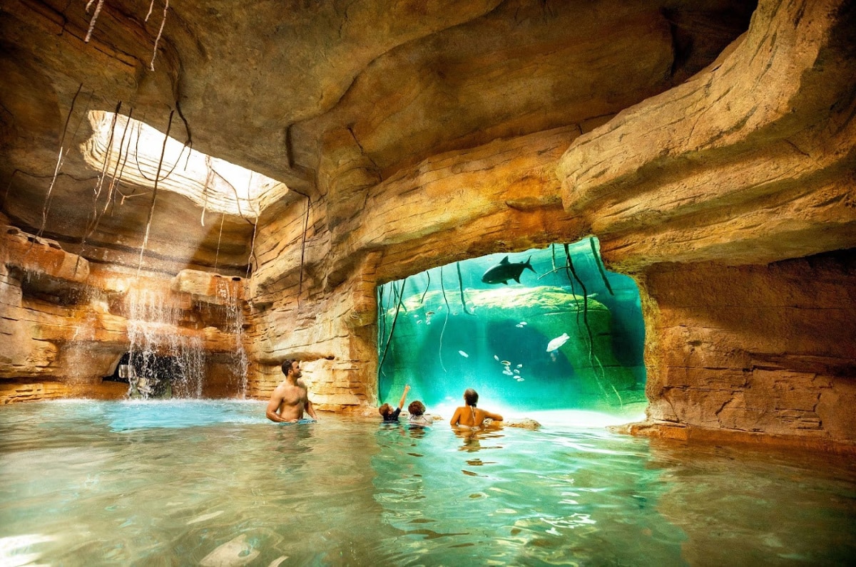 The Abyss waterslide drops riders into a cenote