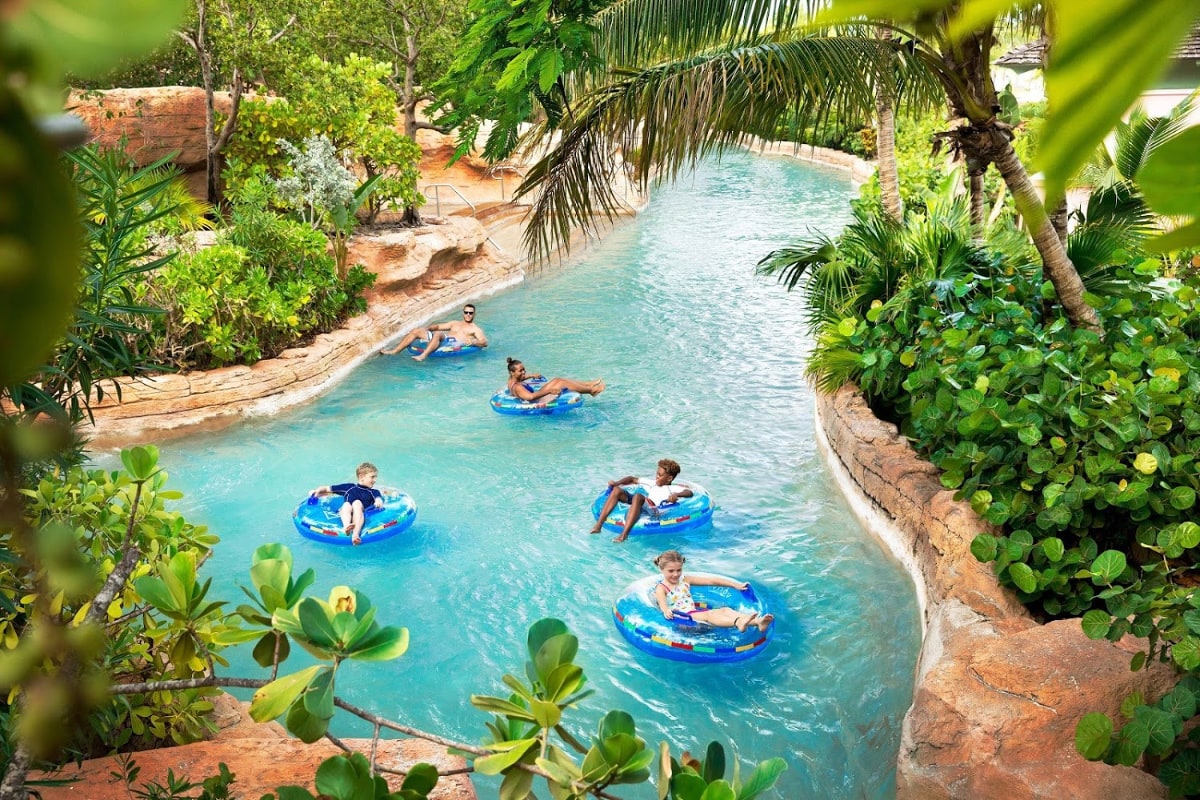 The Current river ride at Atlantis with kids and teens