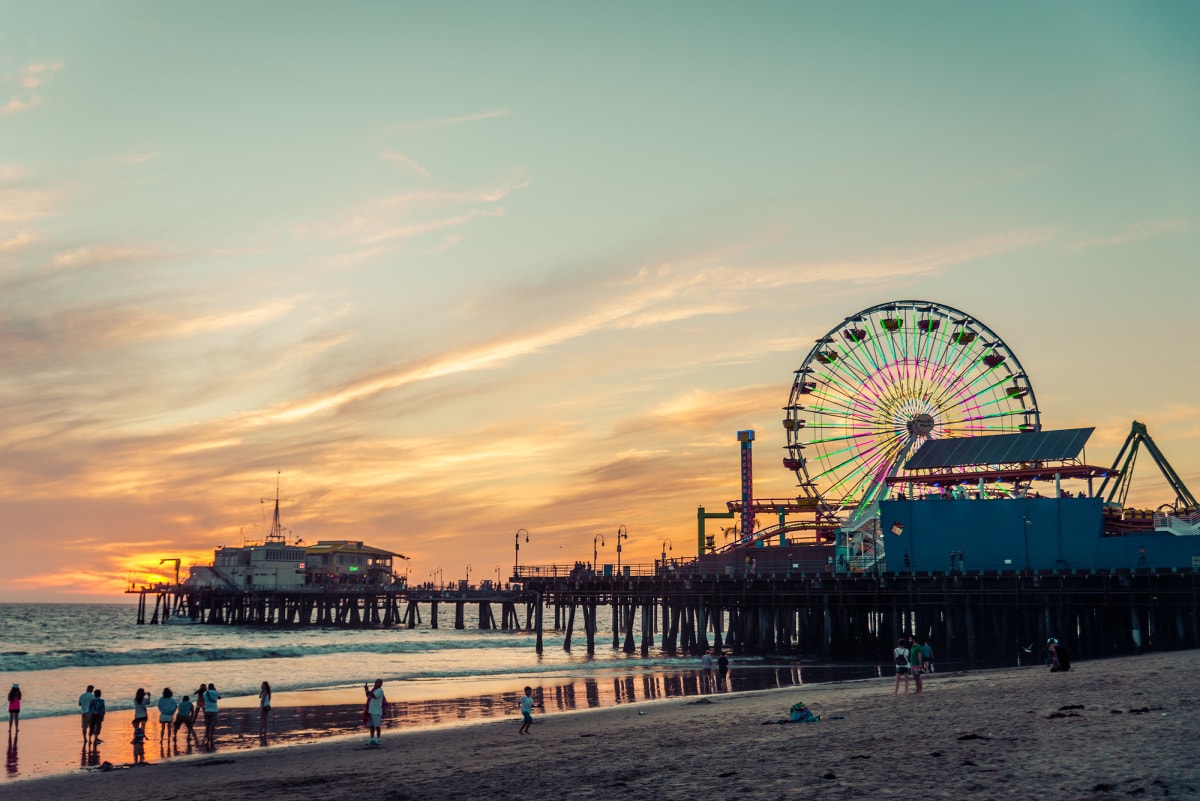 Santa Monica Beach & Pier in California with kids