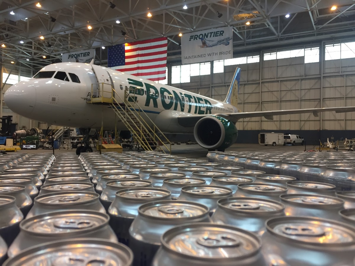 Frontier Airlines flew 91,200 cans of water to Puerto Rico to survivors of Hurricane Maria in 2017