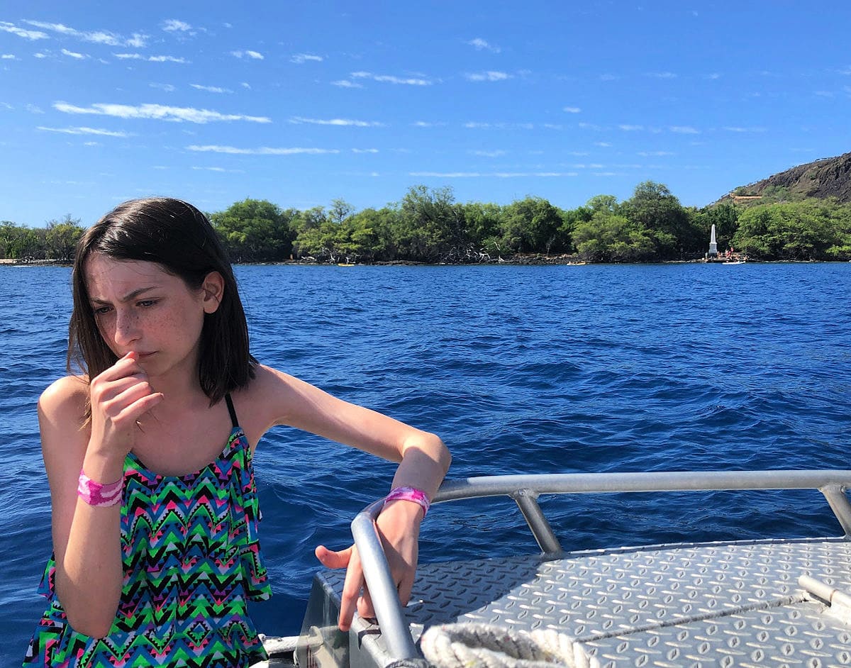 Even when you take all necessary precautions, you or your child may get motion sick like my daughter did during a snorkeling tour in Hawaii