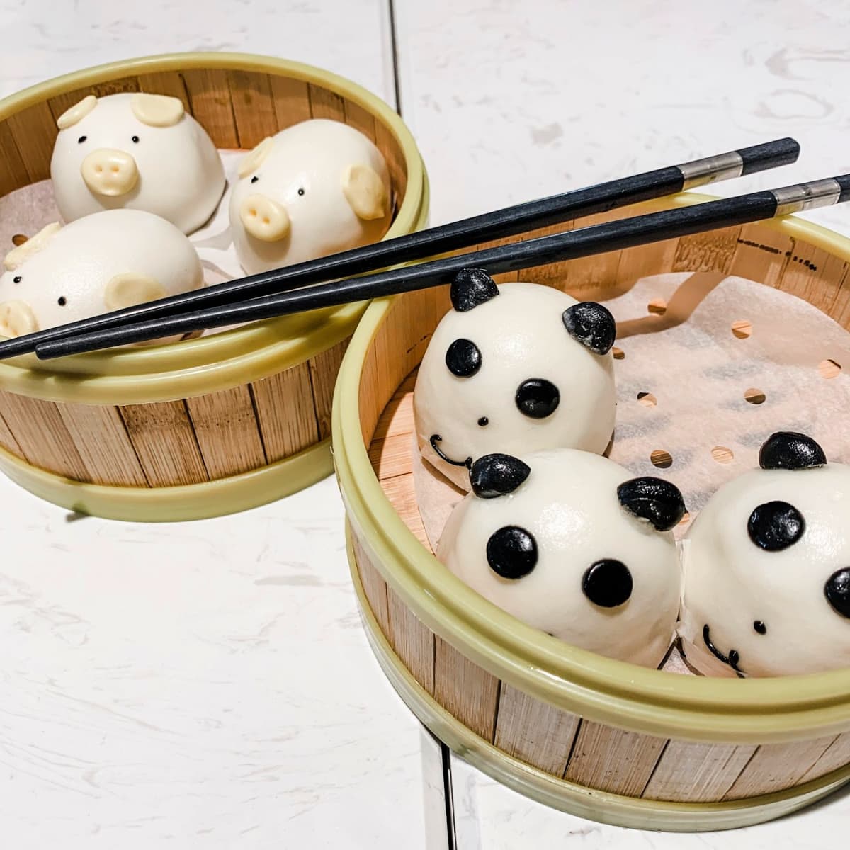 Animal-shaped red bean steamed buns from Crystal Jade in Disneytown Shanghai Disneyland