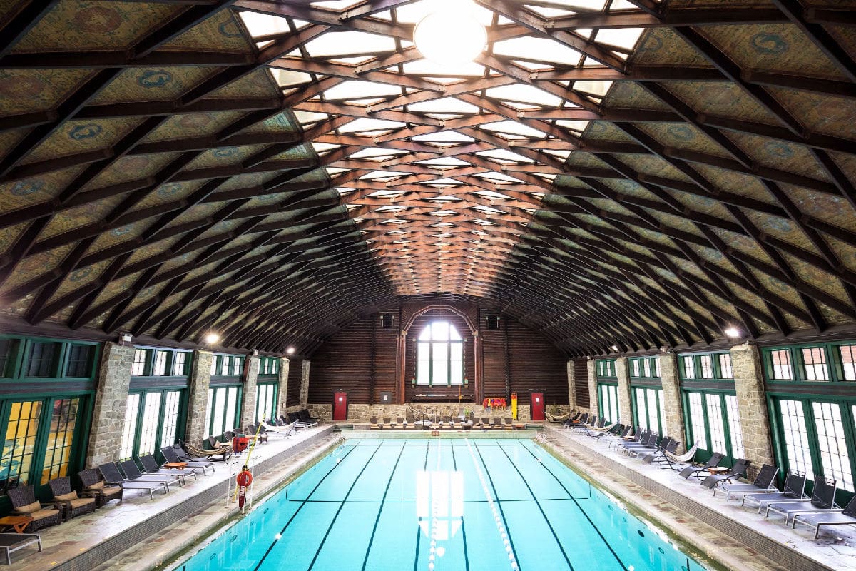 Fairmont Le Château Montebello's indoor pool in Montebello, Quebec