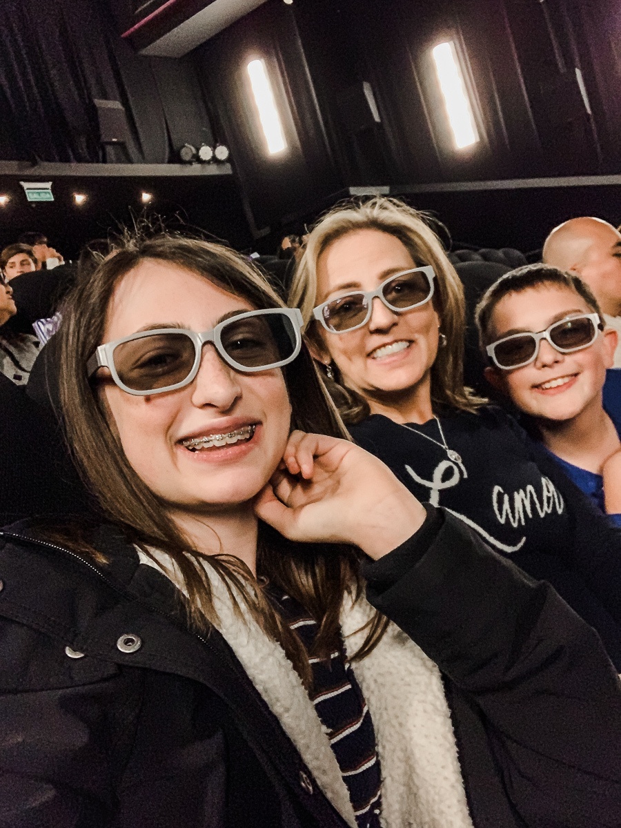 Watching a 4D movie in Buenos Aires with kids