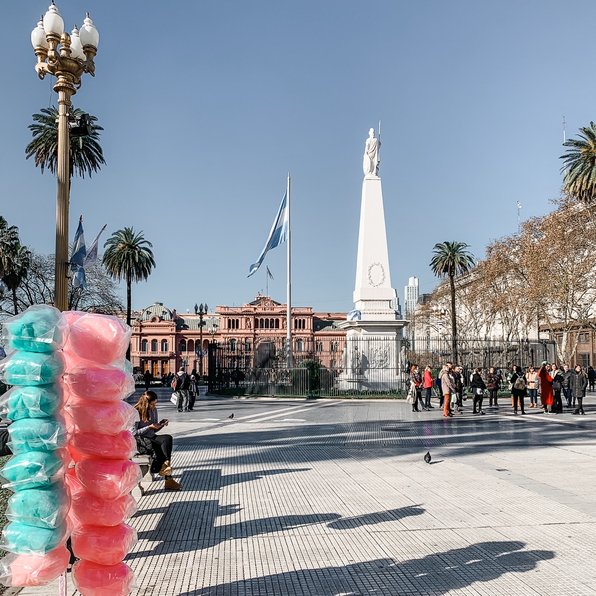 Cotton candy for sale at Plaza de Mayo