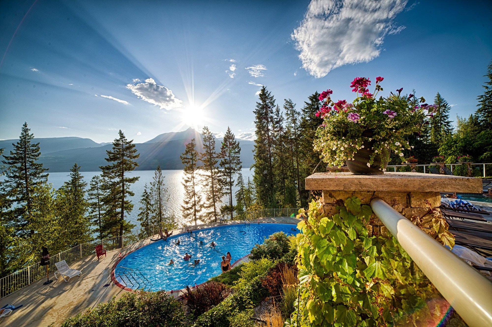 Seasonal mineral pool on lower level at Halcyon Hot Springs Village & Spa