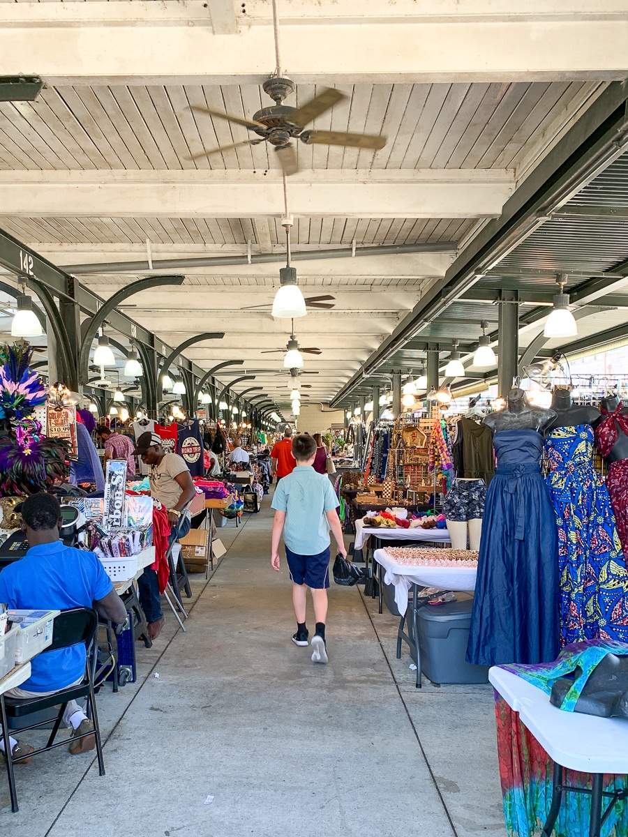 Shopping in the French Market in New Orleans with kids