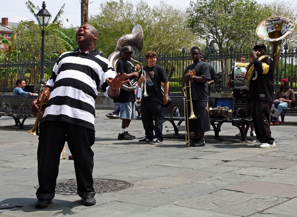 Jazz band playing in Jackson Square New Orleans