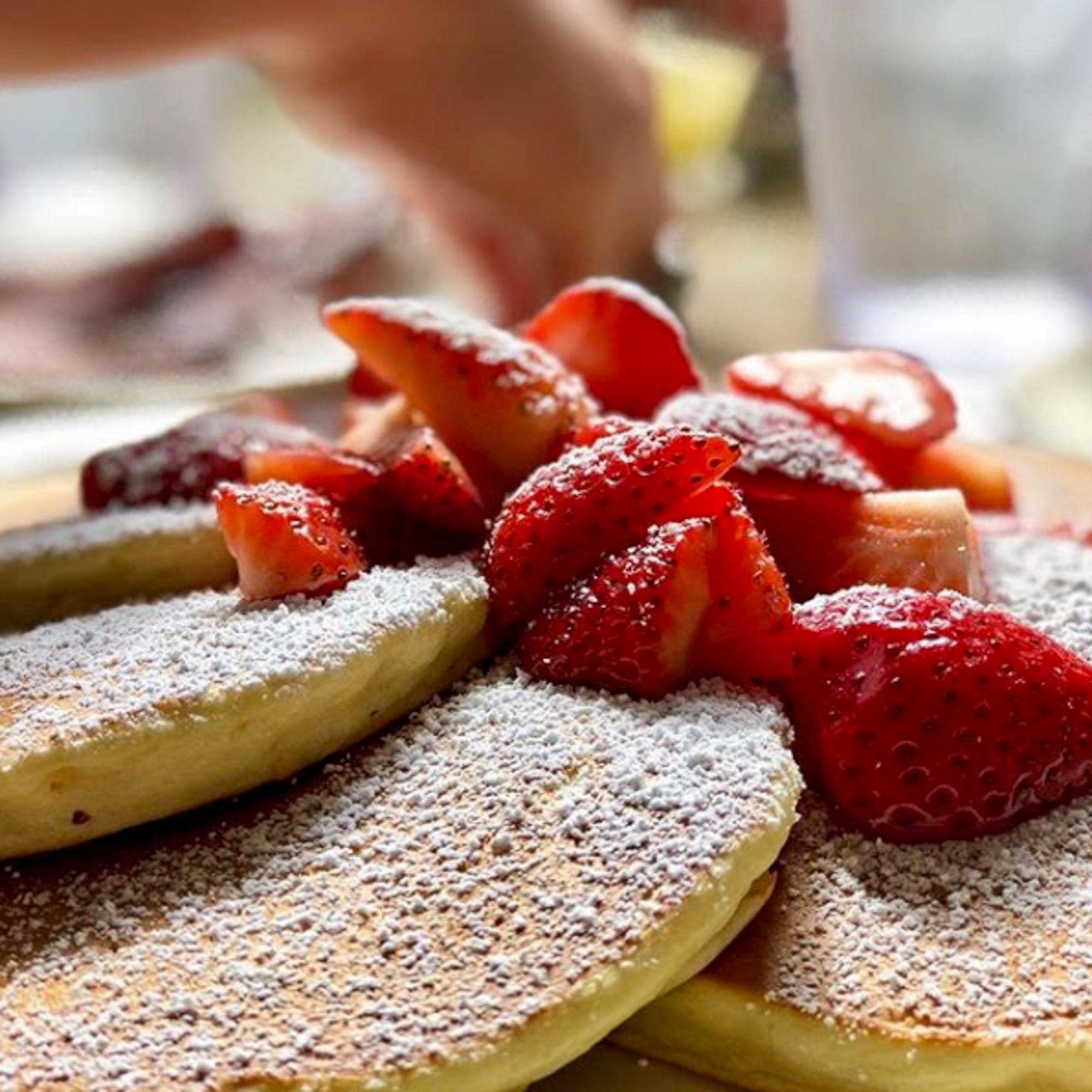 Strawberry pancakes from Richard Walker's Pancake House in San Diego's Gaslamp Quarter