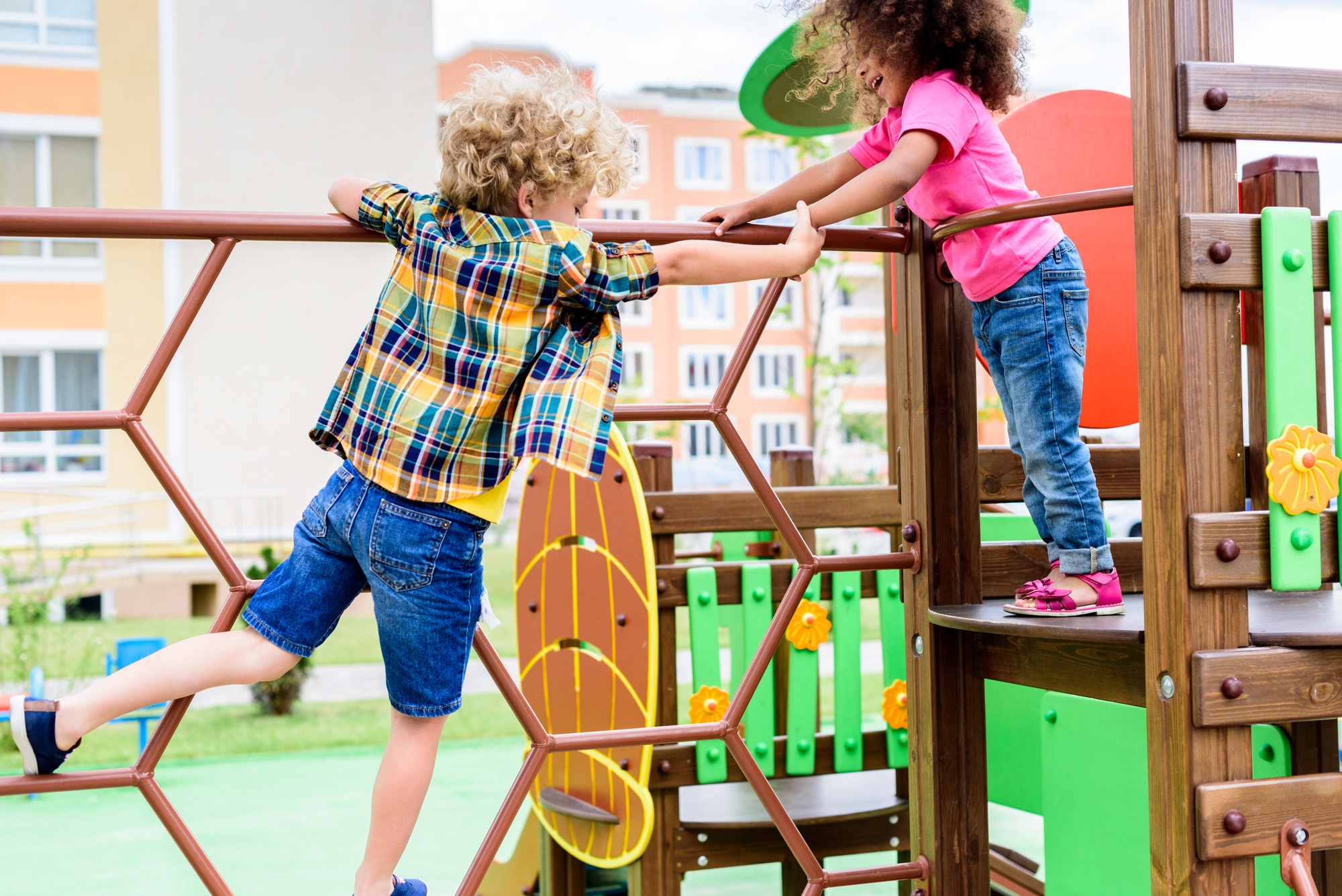 Children playing during travel