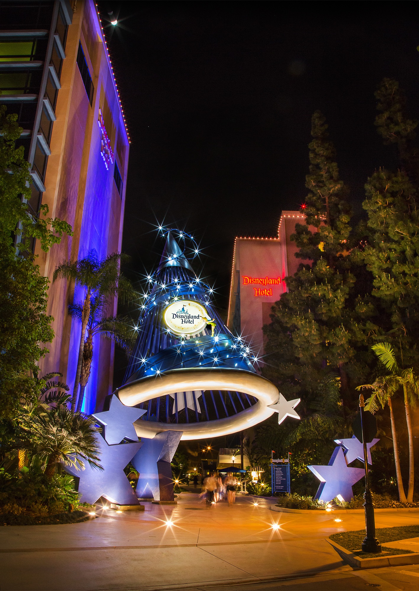 Disneyland Hotel at night