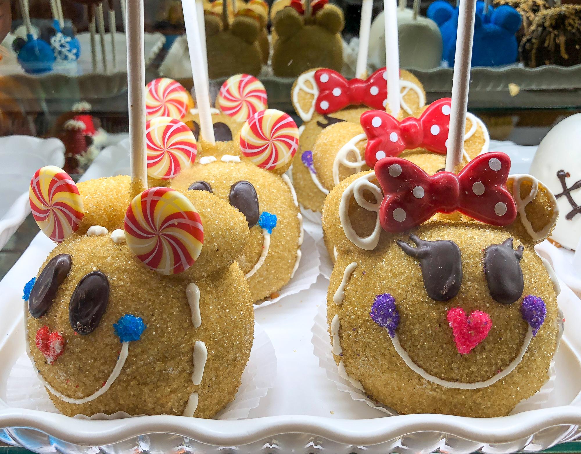 Holiday-themed candied apples at Disneyland