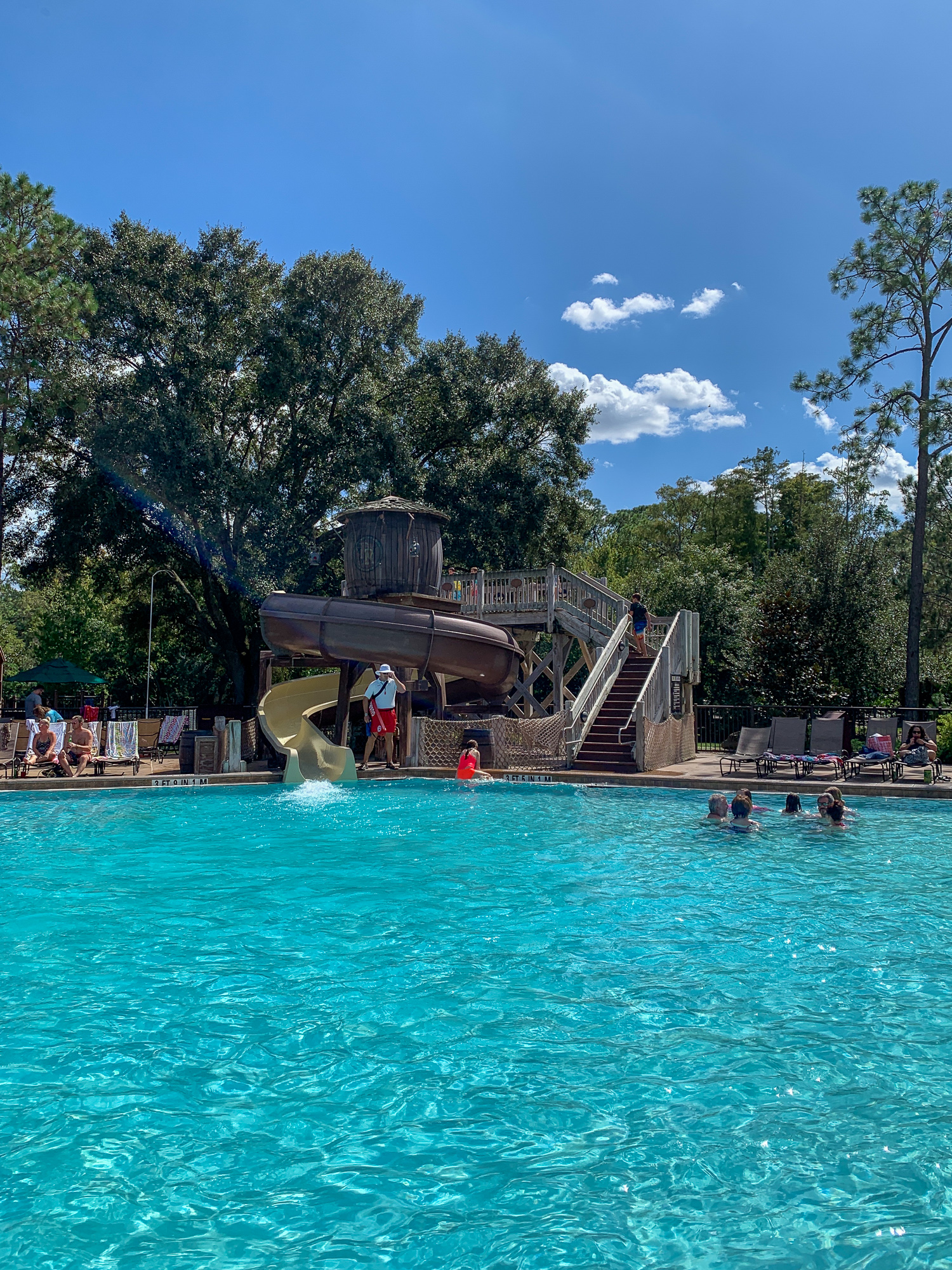 Swimming pool with waterslide at Disney's Fort Wilderness Resort