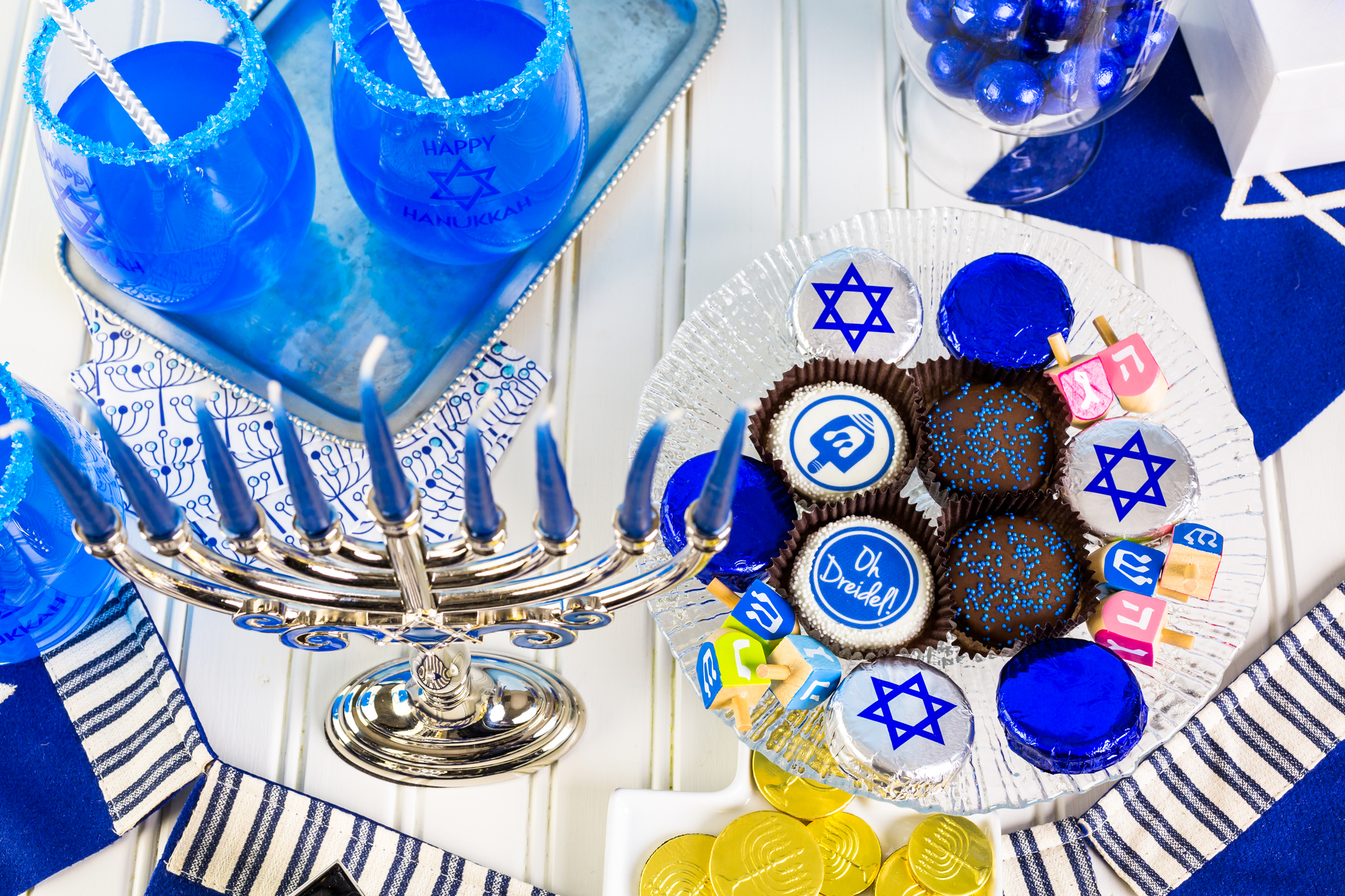 Hanukkah party tablescape