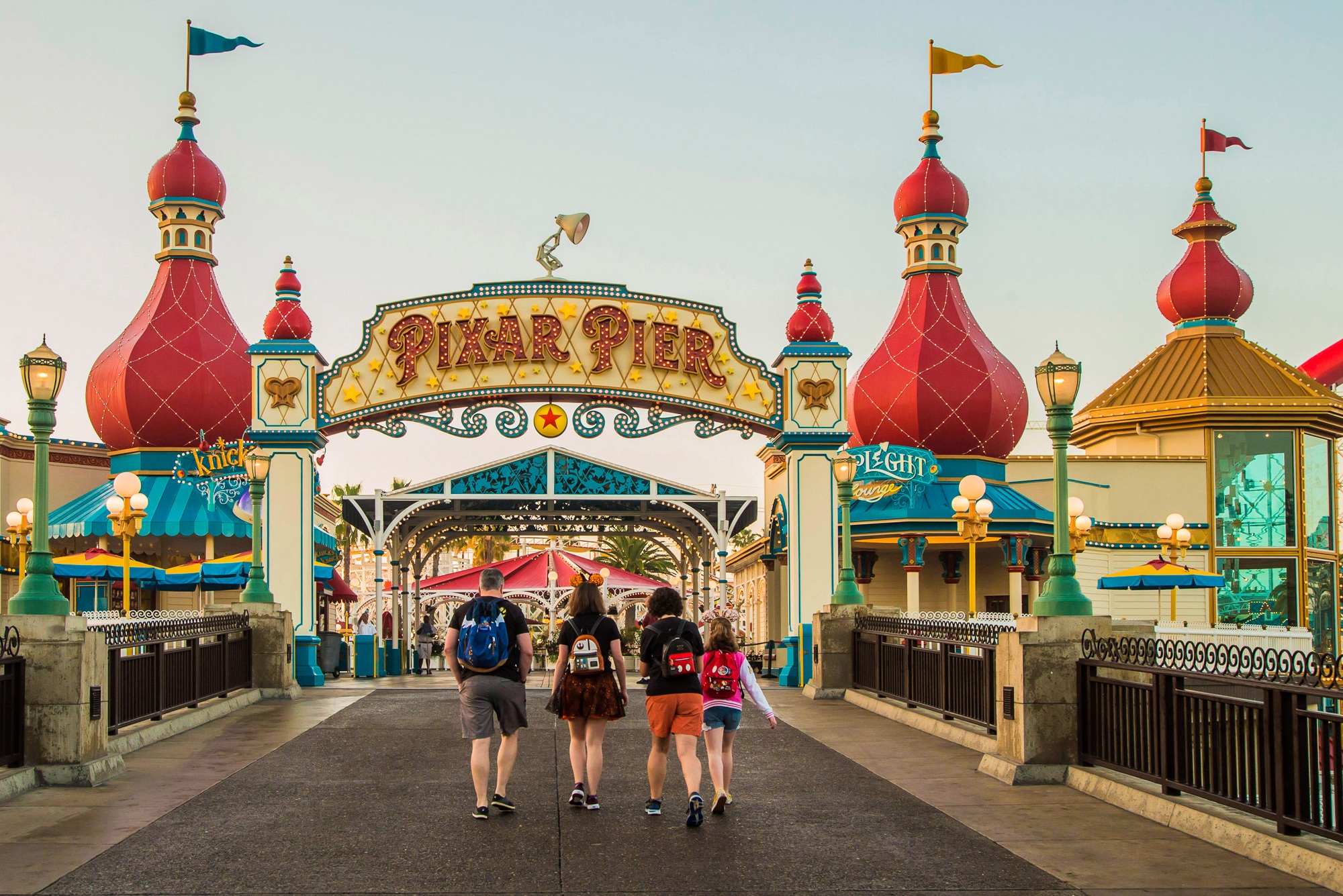 A family with a teen and tween at Pixar Pier at Disney California Adventure