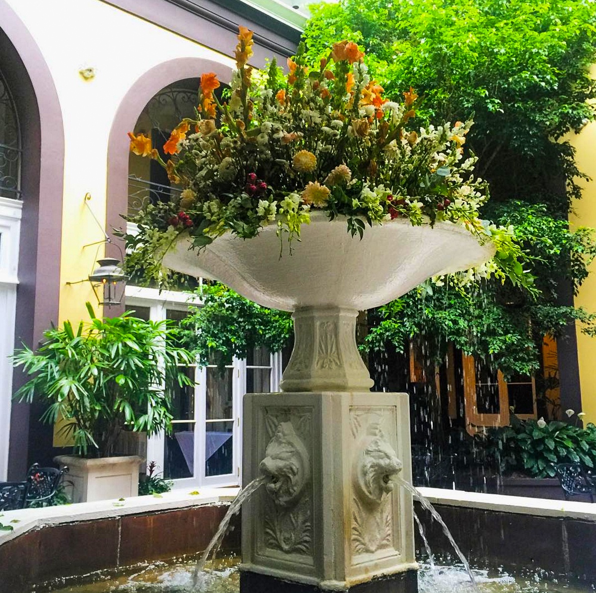 Courtyard fountain at Hotel Mazarin 