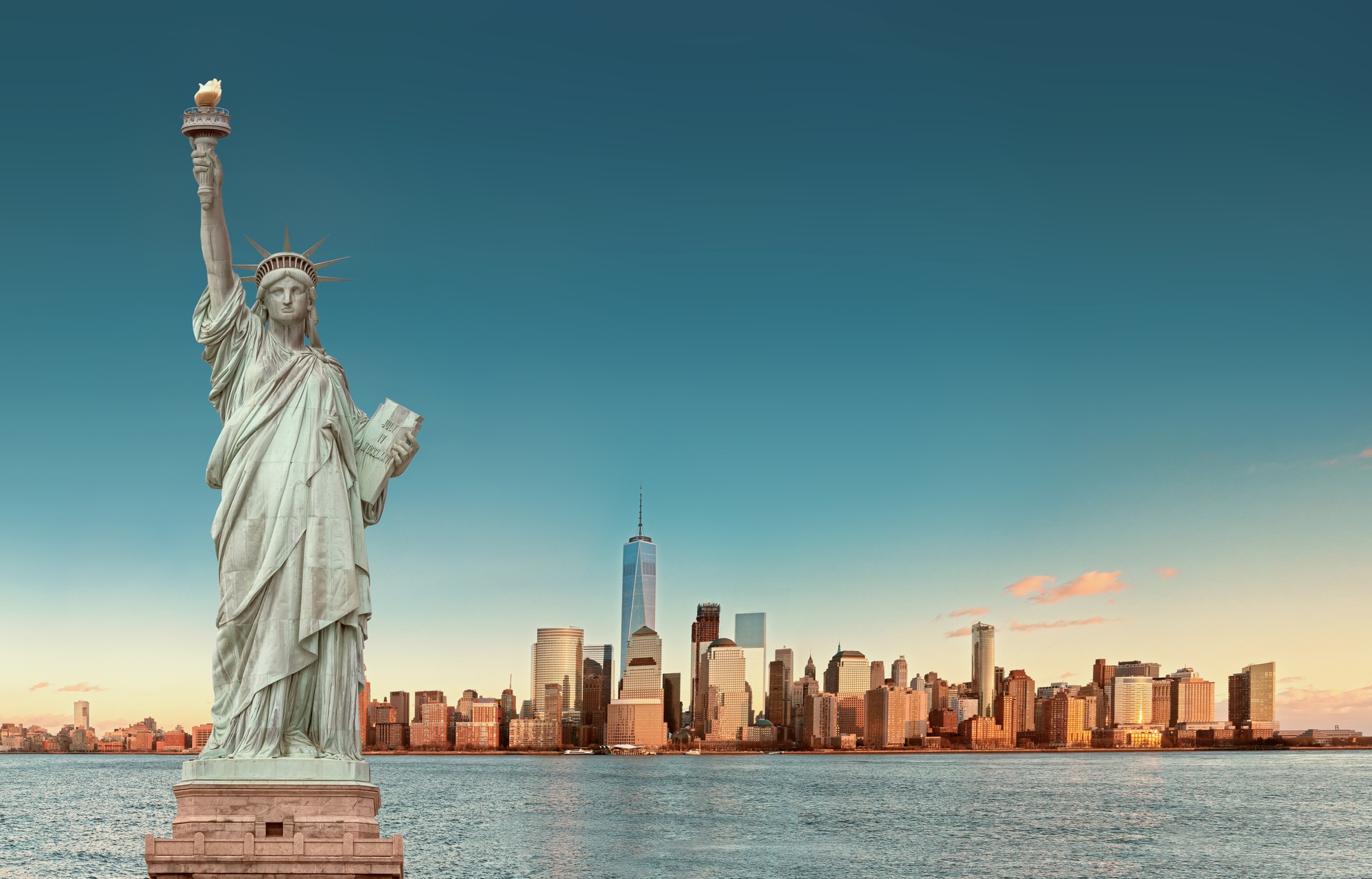 Statue of Liberty and New York City skyline 