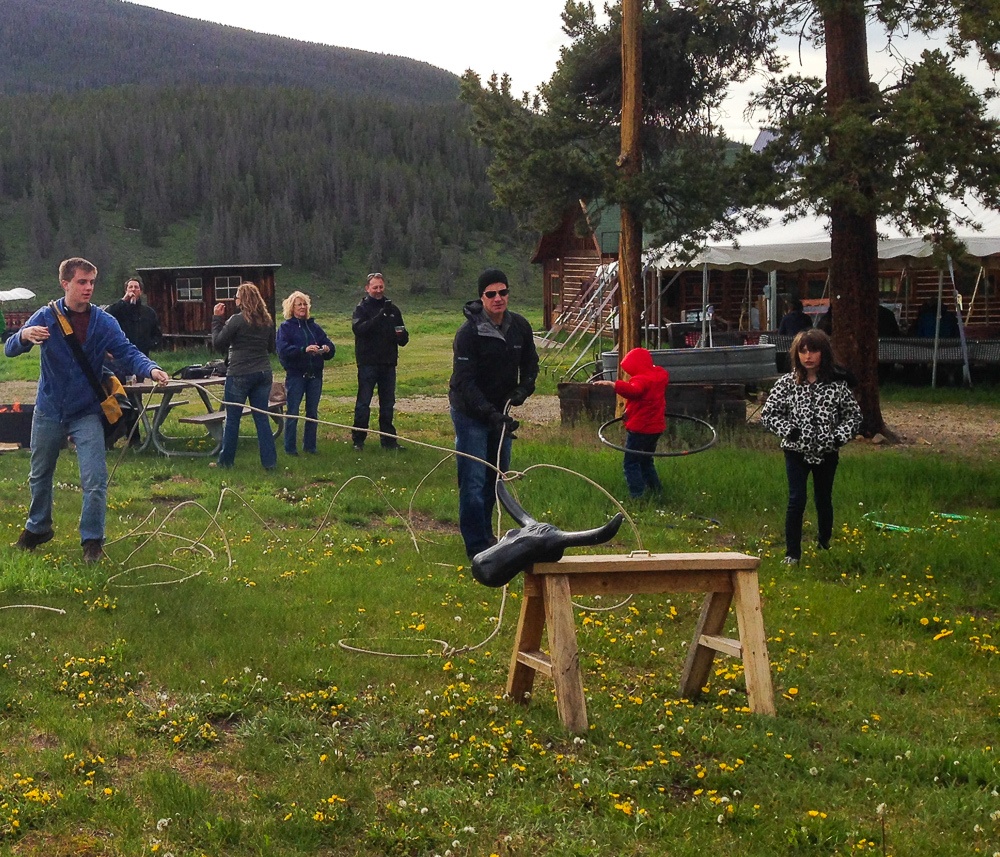 Roping for fun at the Keystone Wagon Ride Dinner