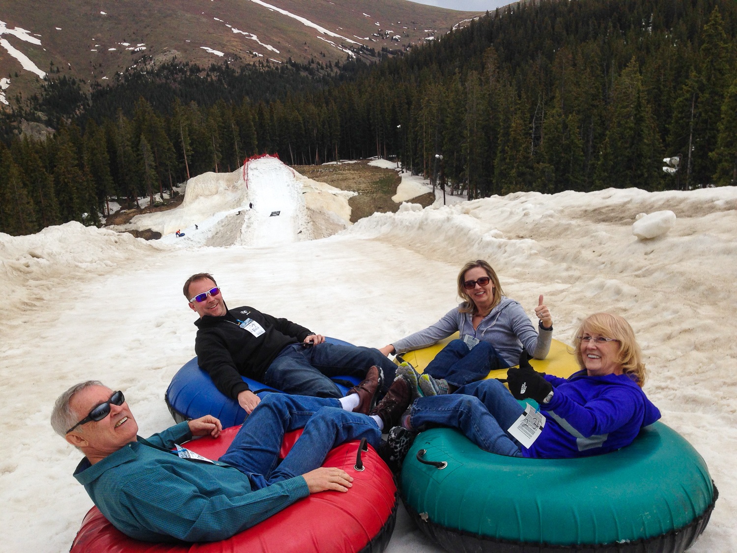 Snow-tubing in summer in Keystone, CO