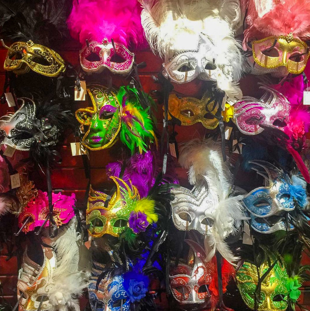 Mardi Gras masks for sale on Bourbon Street 