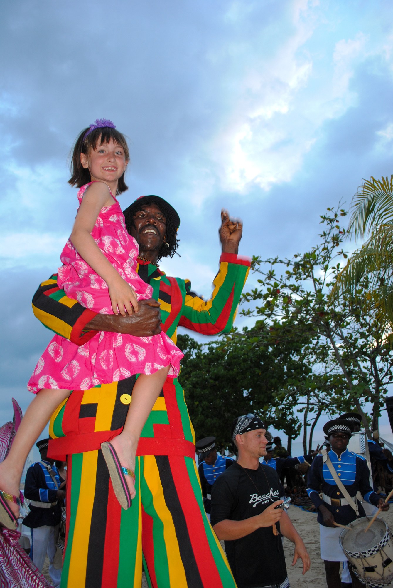 Stilt-walker in the Sesame Street Parade at Beaches Negril Resort in Jamaica