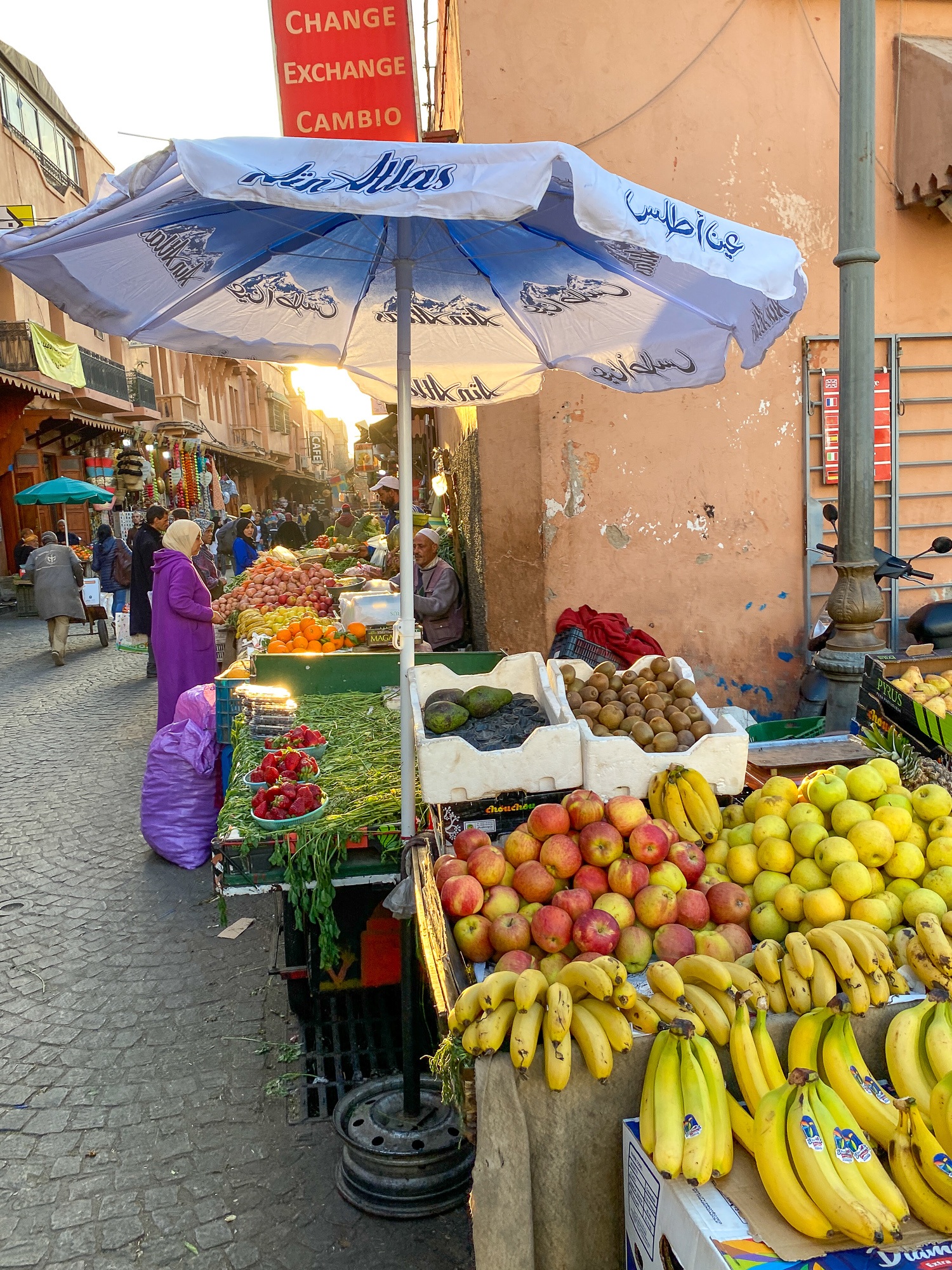 Fruits and vegetables for sale in the Marrakech Medina