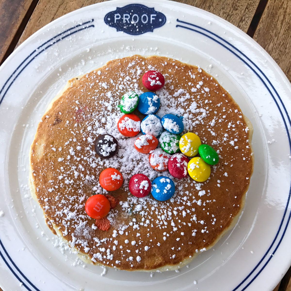 M&M pancakes for kids at Proof