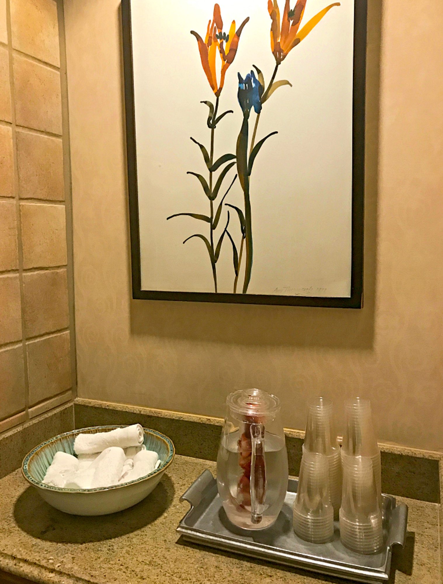 Infused water and cold towels at the Spa at Four Seasons Resort Scottsdale Troon North