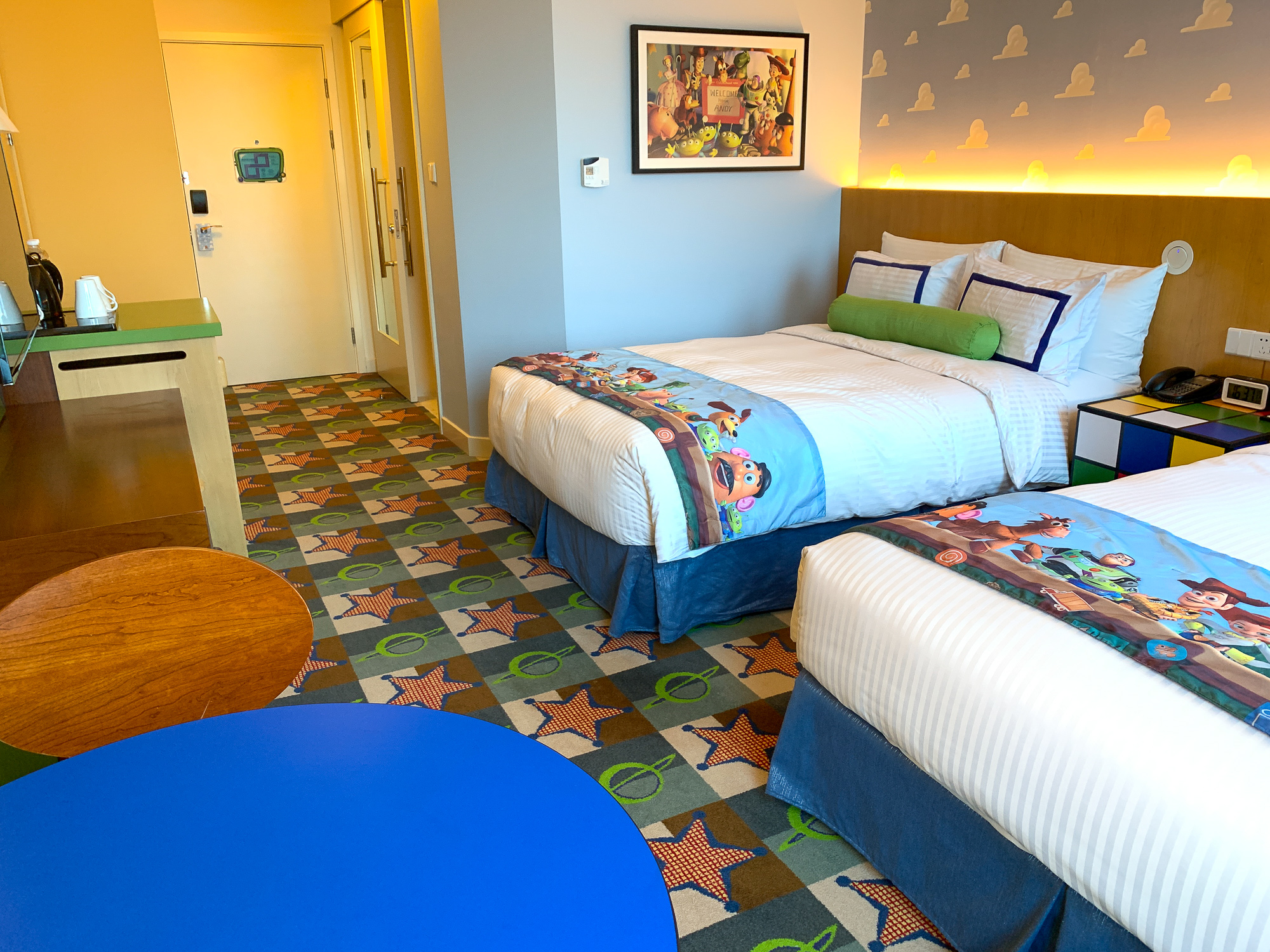 Standard hotel room at the Toy Story Hotel at Shanghai Disneyland