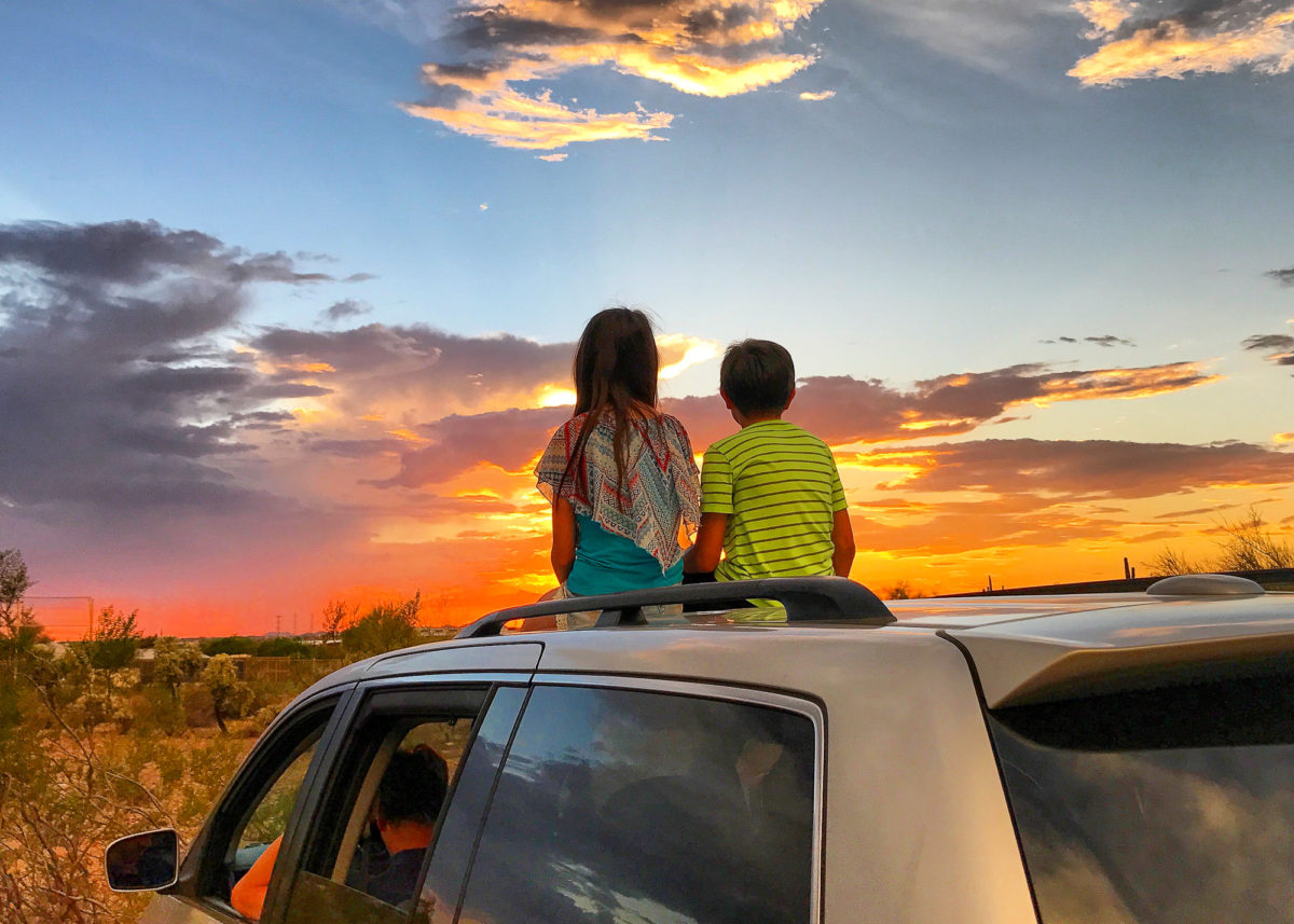 Arizona sunset with kids