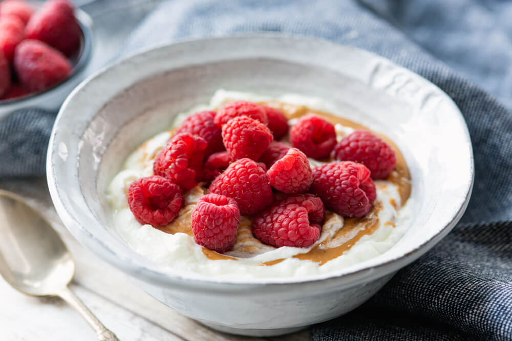 Peanut Butter Berry Yogurt for breakfast or snack 