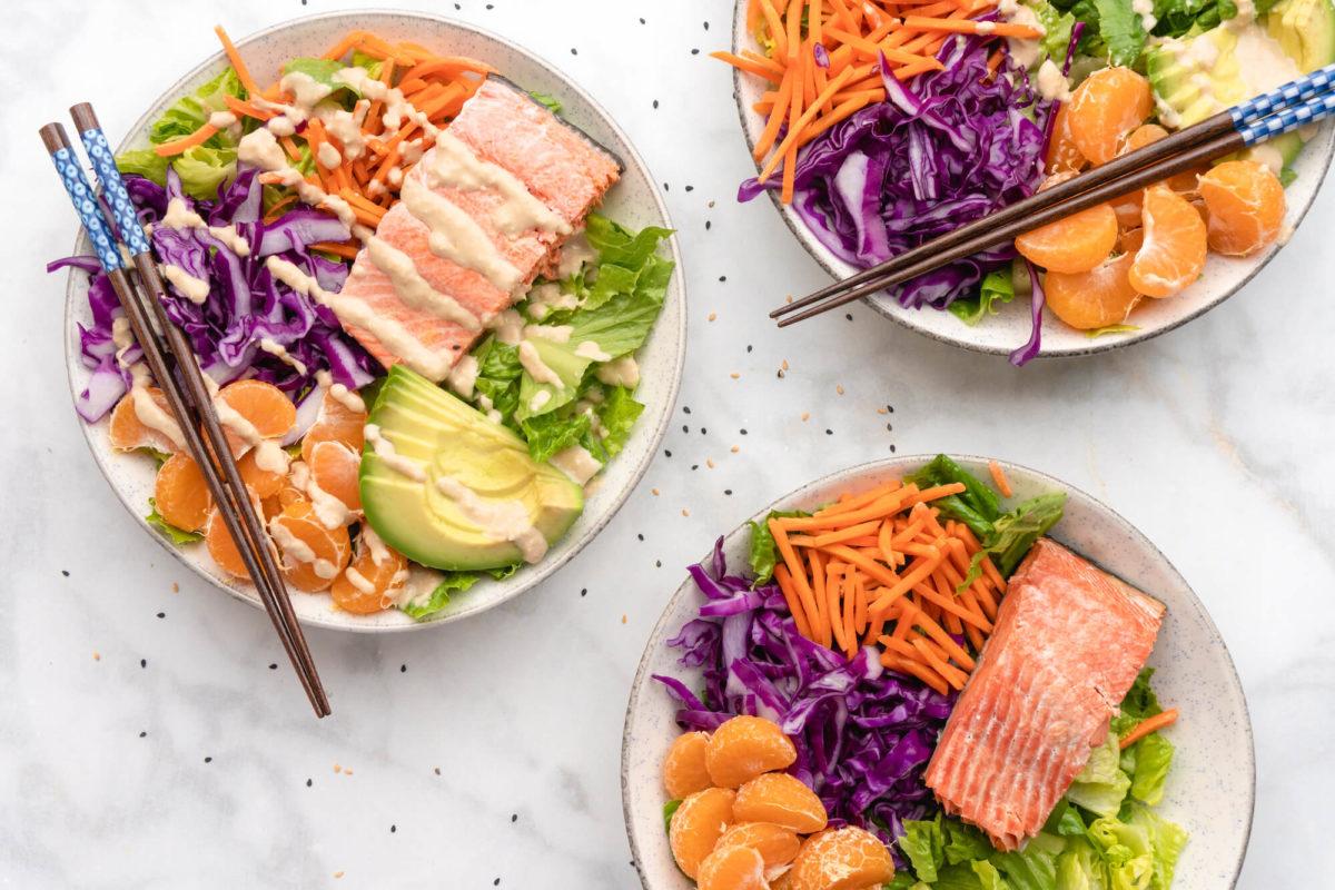 PlateJoy's Salmon Salad with Avocado, Citrus and Ginger Dressing 