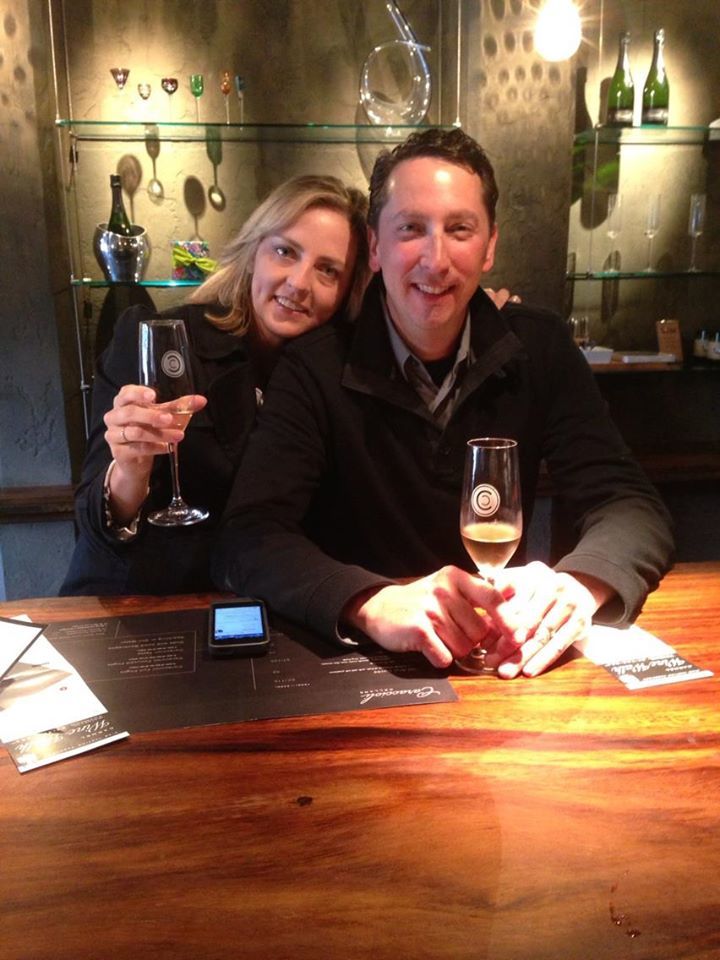 Couple tasting Champagne on the Carmel Wine Walk