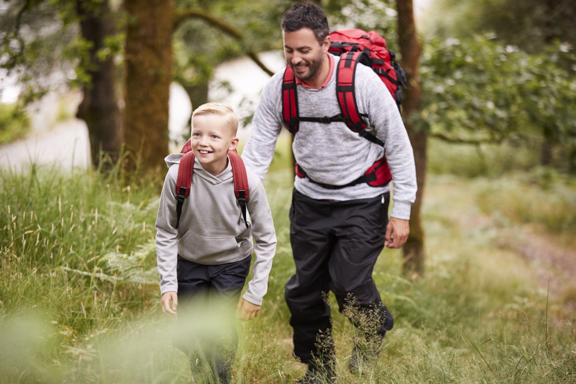 All family members should carry their own backpacks when camping