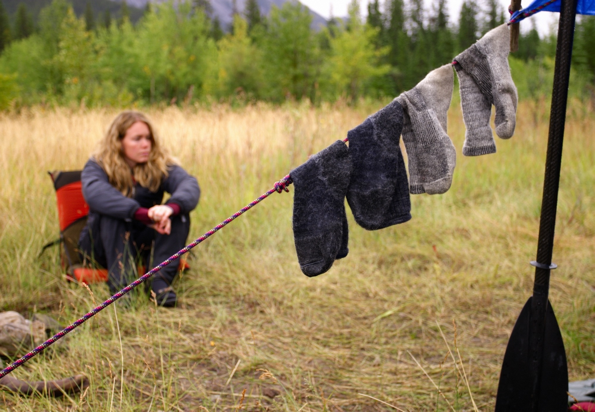 Keep feet happy and dry with moisture-wicking socks on your first camping trip