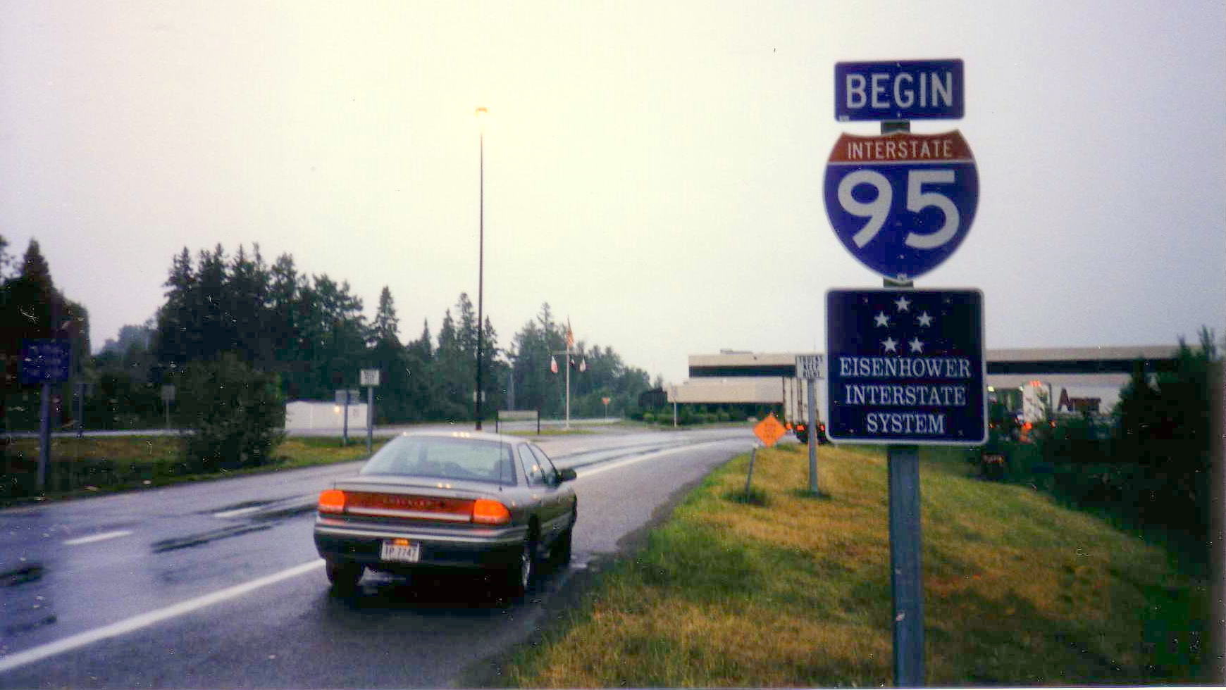 The start of I-95 in Houlton, Maine at the Canadian border