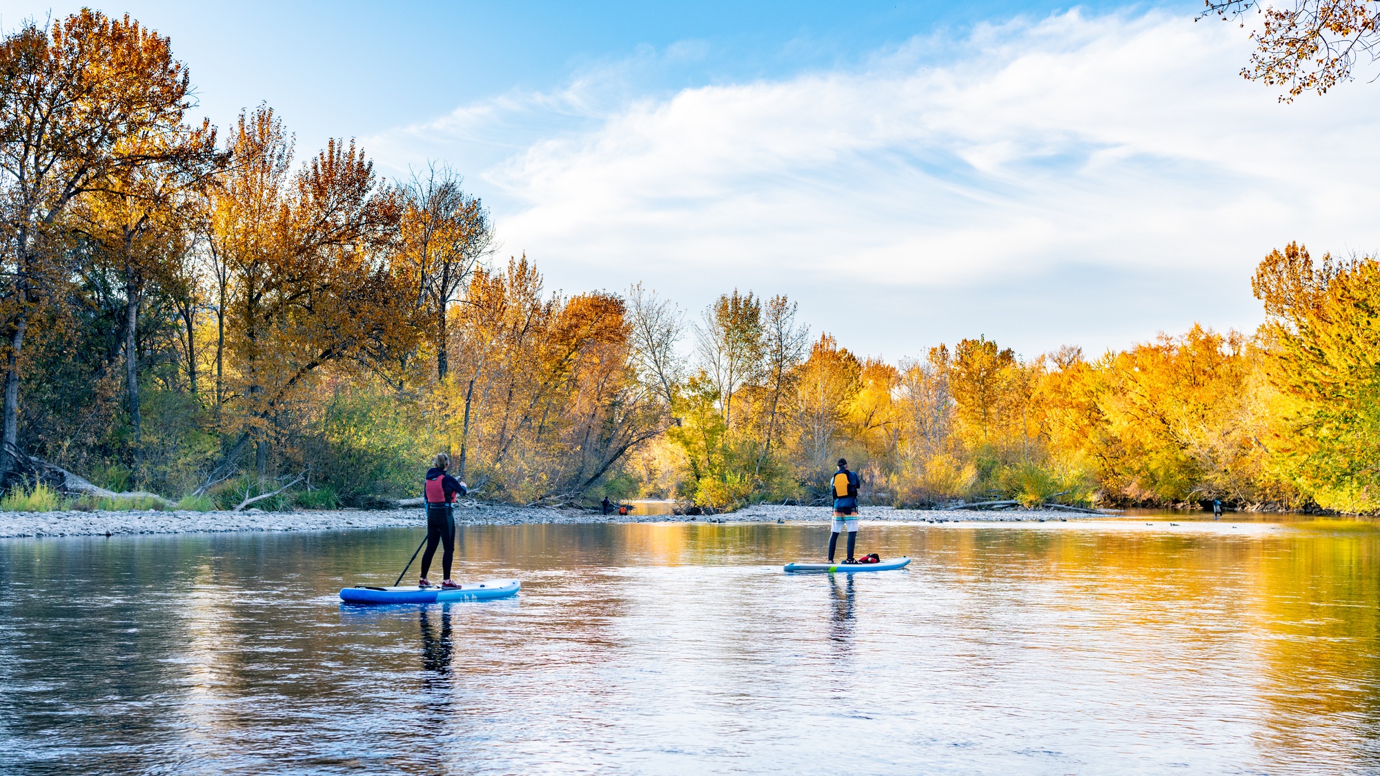 Paddle boarders on the Boise River